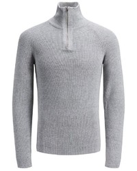 grauer Pullover mit einem Reißverschluss am Kragen von Jack & Jones