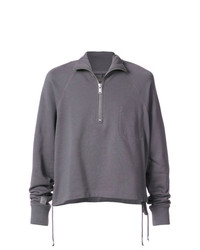 grauer Pullover mit einem Reißverschluss am Kragen von Siki Im