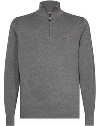 grauer Pullover mit einem Reißverschluss am Kragen von Tommy Hilfiger