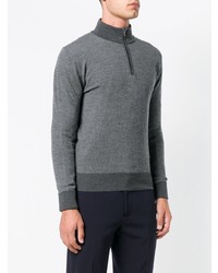 grauer Pullover mit einem Reißverschluss am Kragen von Canali