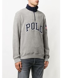 grauer Pullover mit einem Reißverschluss am Kragen von Polo Ralph Lauren
