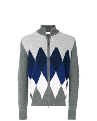 grauer Pullover mit einem Reißverschluß mit Argyle-Muster von Ballantyne