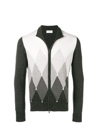 grauer Pullover mit einem Reißverschluß mit Argyle-Muster von Ballantyne