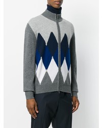 grauer Pullover mit einem Reißverschluß mit Argyle-Muster von Ballantyne