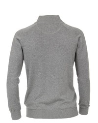 grauer Pullover mit einem Reißverschluß von Casamoda