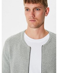 grauer Pullover mit einem Reißverschluß von Selected Homme