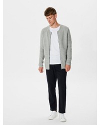 grauer Pullover mit einem Reißverschluß von Selected Homme