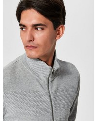 grauer Pullover mit einem Reißverschluß von Selected Homme