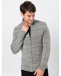 grauer Pullover mit einem Reißverschluß von Solid