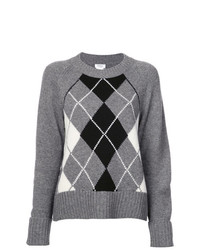 grauer Pullover mit einem Rundhalsausschnitt mit Argyle-Muster von Akris Punto
