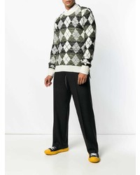 grauer Pullover mit einem Rundhalsausschnitt mit Argyle-Muster von JW Anderson