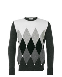 grauer Pullover mit einem Rundhalsausschnitt mit Argyle-Muster von Ballantyne