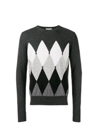 grauer Pullover mit einem Rundhalsausschnitt mit Argyle-Muster von Ballantyne