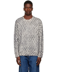 grauer Pullover mit einem Rundhalsausschnitt mit Argyle-Muster von Nahmias