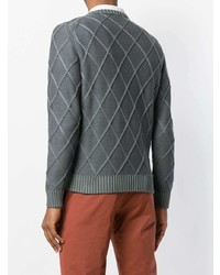 grauer Pullover mit einem Rundhalsausschnitt mit Argyle-Muster von Canali
