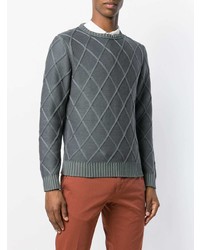 grauer Pullover mit einem Rundhalsausschnitt mit Argyle-Muster von Canali