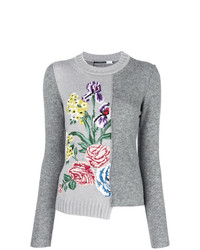 grauer Pullover mit einem Rundhalsausschnitt mit Blumenmuster von Sport Max Code
