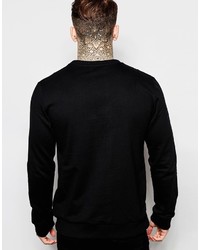 grauer Pullover mit einem Rundhalsausschnitt mit Blumenmuster von Religion