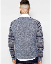 grauer Pullover mit einem Rundhalsausschnitt mit Norwegermuster von Asos