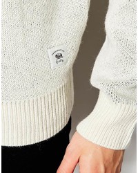 grauer Pullover mit einem Rundhalsausschnitt mit Norwegermuster von Bellfield