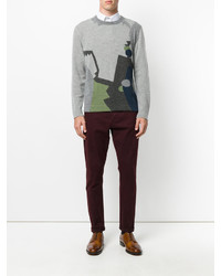 grauer Pullover mit einem Rundhalsausschnitt mit geometrischem Muster von Etro