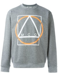 grauer Pullover mit einem Rundhalsausschnitt mit geometrischem Muster von McQ by Alexander McQueen