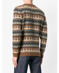 grauer Pullover mit einem Rundhalsausschnitt mit geometrischem Muster von Howlin'