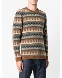 grauer Pullover mit einem Rundhalsausschnitt mit geometrischem Muster von Howlin'