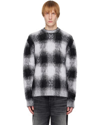 grauer Pullover mit einem Rundhalsausschnitt mit Karomuster von Givenchy