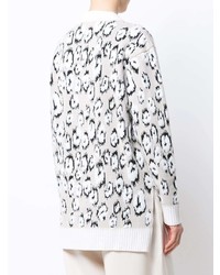 grauer Pullover mit einem Rundhalsausschnitt mit Leopardenmuster von Proenza Schouler