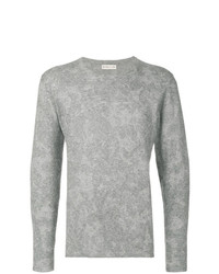 grauer Pullover mit einem Rundhalsausschnitt mit Paisley-Muster von Etro