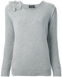 grauer Pullover mit einem Rundhalsausschnitt mit Reliefmuster von Lanvin