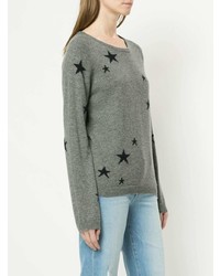 grauer Pullover mit einem Rundhalsausschnitt mit Sternenmuster von Chinti & Parker