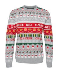 grauer Pullover mit einem Rundhalsausschnitt mit Weihnachten Muster von BLEND