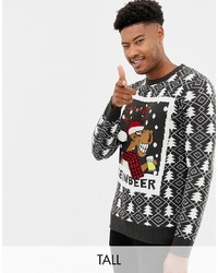 grauer Pullover mit einem Rundhalsausschnitt mit Weihnachten Muster von Brave Soul
