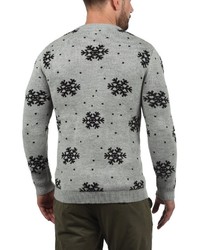 grauer Pullover mit einem Rundhalsausschnitt mit Weihnachten Muster von Shine Original