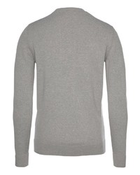 grauer Pullover mit einem Rundhalsausschnitt mit Weihnachten Muster von Tom Tailor