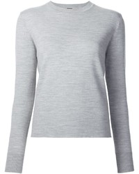 grauer Pullover mit einem Rundhalsausschnitt von ADAM by Adam Lippes
