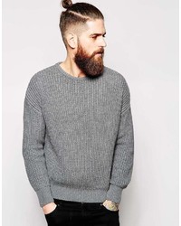 grauer Pullover mit einem Rundhalsausschnitt von American Apparel