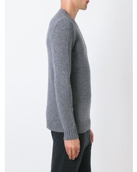 grauer Pullover mit einem Rundhalsausschnitt von Le Kasha