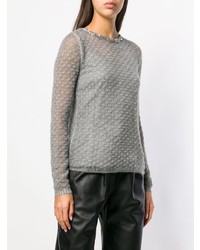 grauer Pullover mit einem Rundhalsausschnitt von Ermanno Scervino