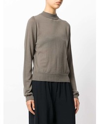 grauer Pullover mit einem Rundhalsausschnitt von Rick Owens