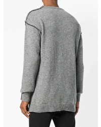 grauer Pullover mit einem Rundhalsausschnitt von Loewe