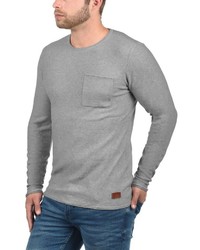 grauer Pullover mit einem Rundhalsausschnitt von BLEND