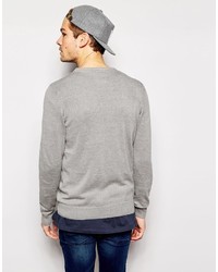 grauer Pullover mit einem Rundhalsausschnitt von Blend of America