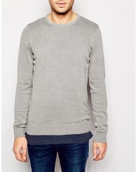 grauer Pullover mit einem Rundhalsausschnitt von Blend of America