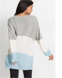 grauer Pullover mit einem Rundhalsausschnitt von bonprix
