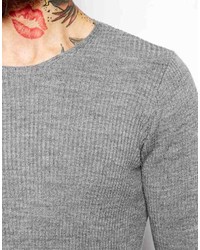 grauer Pullover mit einem Rundhalsausschnitt von Asos