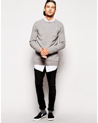 grauer Pullover mit einem Rundhalsausschnitt von Asos