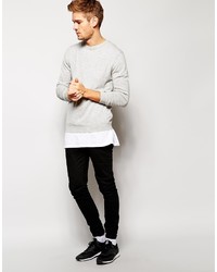 grauer Pullover mit einem Rundhalsausschnitt von Asos